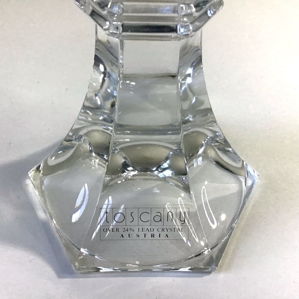 Vintage Toscany Austria 24% Lead Crystal Candlestick Candle Holders 4-3/4” Set 2 - Picture 7 of 7
